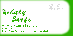 mihaly sarfi business card